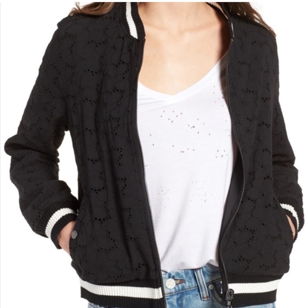 Blank NYC Reversible Black Eyelet Bomber Jacket - Picture 8 of 11